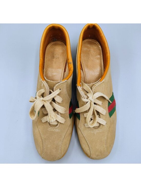 Vintage 1960s/1970s Charles F. Clark Beige Red & Green Striped Bowling Shoes (6) main image 6